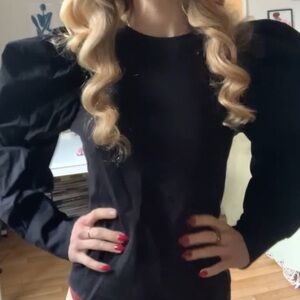 Elegant Black Puff Sleeve Top